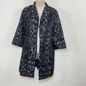 Eileen Fisher BLURRED IKAT JACQUARD JACKET cocktail outer coat size medium black